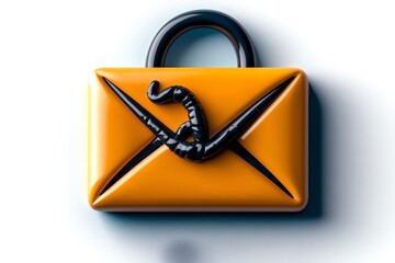 Poster - Simple phishing icon showing a hooked envelope, drawn with minimal lines and bold colors to symbolize danger in email communication