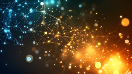 Poster - Abstract background with connected glowing dots and lines in blue and orange.