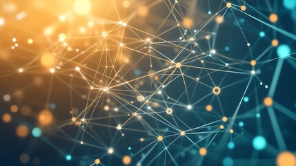 Poster - Abstract background with a network of interconnected lines and dots in blue and gold tones.