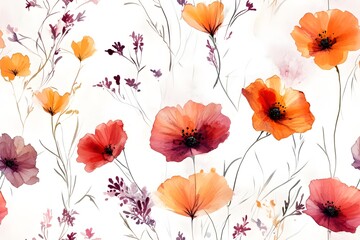 Wall Mural - Floral watercolor pattern design