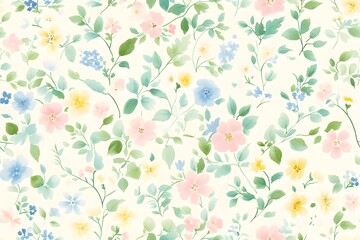 Wall Mural - Floral watercolor pattern