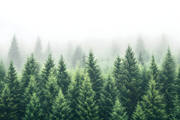 Misty evergreen forest