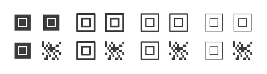 QR code liner icon vector set.