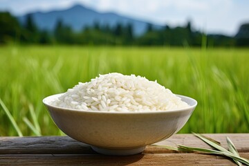 asian rice field with uncooked white rice -3