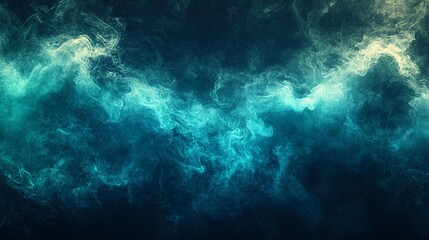 Abstract backdrop Cloud of green and blue smoke on a black isolated background. soft mystery horror design, spooky background texture concept