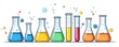 © Art_You - Colorful clip art of beakers and test tubes with vibrant liquid and floating bubbles illustrating chemistry and science concepts