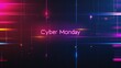 © Katerina - Neon cyber monday sale background with futuristic digital glitch and colorful light effects concept
