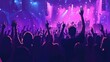 © Johannes - Crowd raising their hands and enjoying great festival party in a concert hall. Fans raising hands up during concert or festival. people with hands up, dancing and enjoying the music at a party