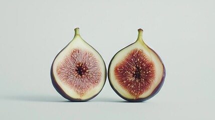 Sticker -   A halved figurine rests near a bitten piece of fruit on a table