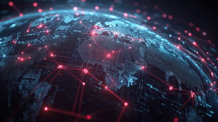 Poster - global business network connections corporate networking concept illustration digital art