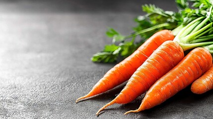 Poster -   A cluster of carrots arranged on a table alongside an assortment of green, leafy vegetables