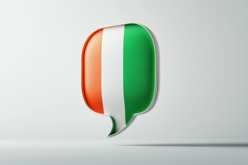 Poster - Speech bubble is featuring the irish flag, suggesting conversations about ireland