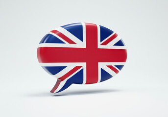 Poster - Union jack flag designed as a speech bubble communicating on white background