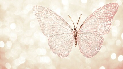 Poster -   Close-up photo of pink butterfly on pink and white backdrop with blurred bokeh lights