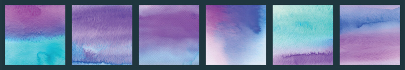 Wall Mural - bundle set of vector colorful purple watercolor backgrounds for business card or flyer template