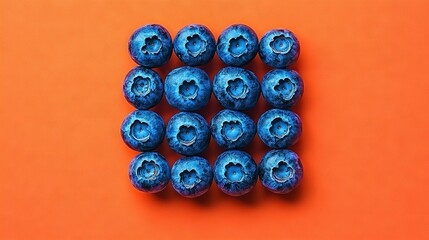 Canvas Print -   Blueberry clusters perched atop orange platform with central holes