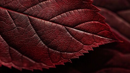 Sticker -   Red leaf vein detail on dark background with text/image space