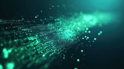 Poster - Digital technology banner green blue background concept with technology light effect, abstract tech,