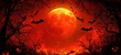 © Ibad - A spooky Halloween banner featuring black text against a glowing red moon backdrop