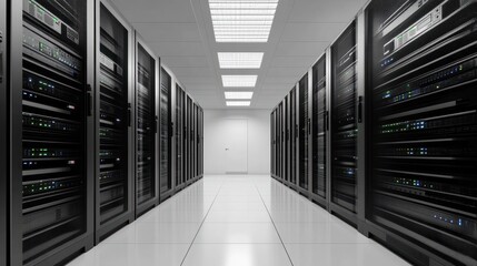 Poster - Server racks in computer network security server room data center.