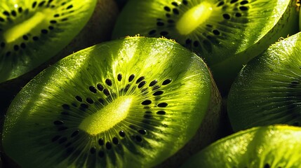 Poster -   A Kiwi Fruit Sliced Close Up