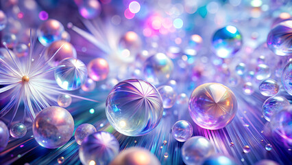 Wall Mural - colorful abstract 3d background with spheres and luminous elements in white and purple