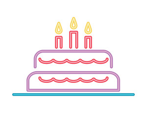 Sticker - neon years candles on birthday cake