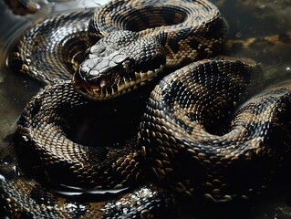 Canvas Print - Close Up of a Snake's Head and Scales