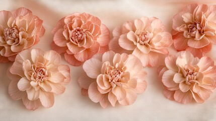 Canvas Print -   A cluster of pink blossoms resting together on a white backdrop surrounded by a soft pink wall