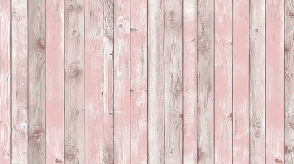 Poster - Vertical wooden planks forming a repetitive pattern, creating a vintage and rustic background with a faded pink and white color scheme