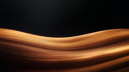Poster - A smooth, golden wave flows gently over a deep black backdrop, casting soft shadows and reflecting light in a stunning display of luxury and movement