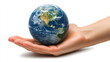 © Your Hand Please - Earth floating gracefully above a hand, symbolizing humanity's responsibility to protect the planet. This visual encapsulates the delicate balance between nature and human impact