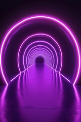 Poster - A stunning tunnel illuminated with vibrant purple neon lights, creating a futuristic and surreal atmosphere.