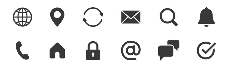 Aufkleber - Contact us icon. Web icons set , home, location, call, at, email, address, globe, chat, message, mail, envelope, telephone, information, support, search, website, icon. communication contact icon