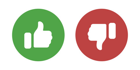 Poster - Like icon button. Thumb up and thumb down icon sign, dislike icon button. Line flat style. Social media notification icons. Vector illustration