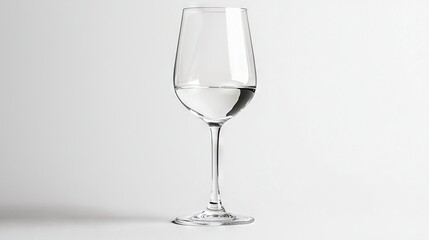 Sticker -   A close-up image of a wine glass sitting on a white backdrop with a reflection of the wine inside