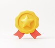 © Halina Berah - Illustration of golden coin with star best award game assurance premium quality guarantee concept on isolated background, cartoon minimal cute smooth, education. 3d render illustration.