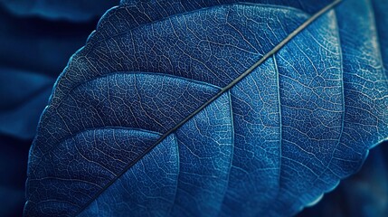 Canvas Print -   A close-up of a blue leaf's vein on the underside of a large, leaf-like plant