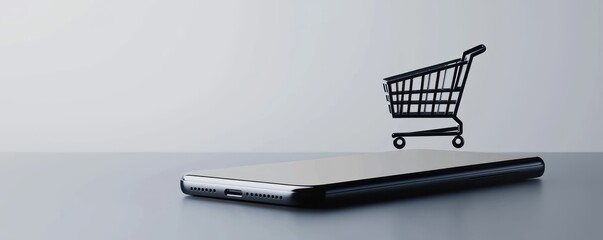 Shopping cart on a smartphone screen symbolizing online retail, e-commerce, and digital shopping for modern consumers and businesses.