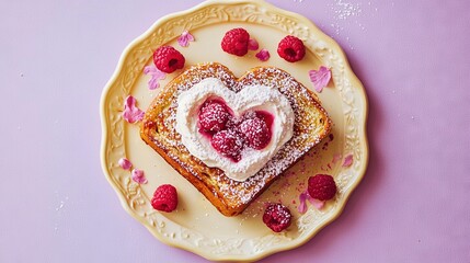 Sticker -   Heart-shaped cake with raspberries & powdered sugar