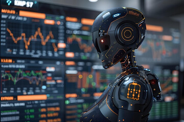 Poster - humanoid robot technology. kpi business dashboard technology, robot, data, ai, artificial, dashboard