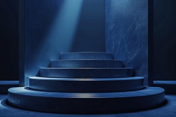 Poster - Abstract Blue Stone Steps with Dramatic Lighting