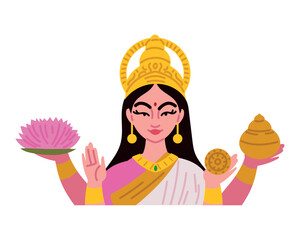 Sticker - hindu goddess yamuna with lotus