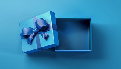 Wall Mural - gift box with blue ribbon