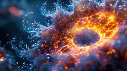 Wall Mural - abstract cosmic nebula: glowing fire and water