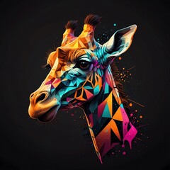 Poster - Geometric Giraffe Portrait