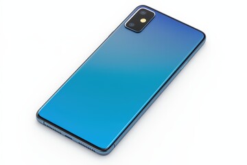 Stylish blue gradient smartphone on a white isolated background.