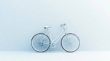 Poster -   A close-up of a white bicycle on a white surface with white walls on both sides