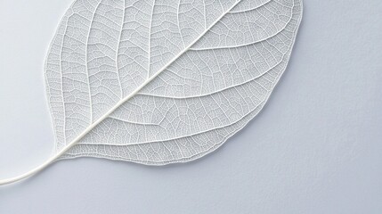 Wall Mural -   A zoomed-in photo of a snow-colored foliage against a pure white backdrop, with a white string tied onto the leaf's tip