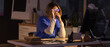 © Pixel-Shot - Tired female nurse with eyeglasses working evening shift at table in clinic